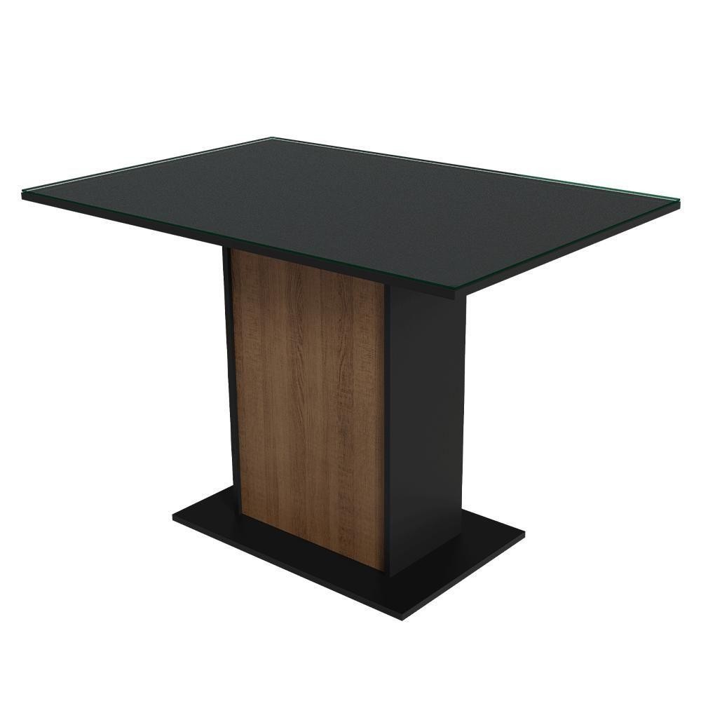 Mesa De Jantar Retangular Com Tampo De Vidro Preto Rustic 5329 Madesa Preto Rustic em Oferta na Shopee