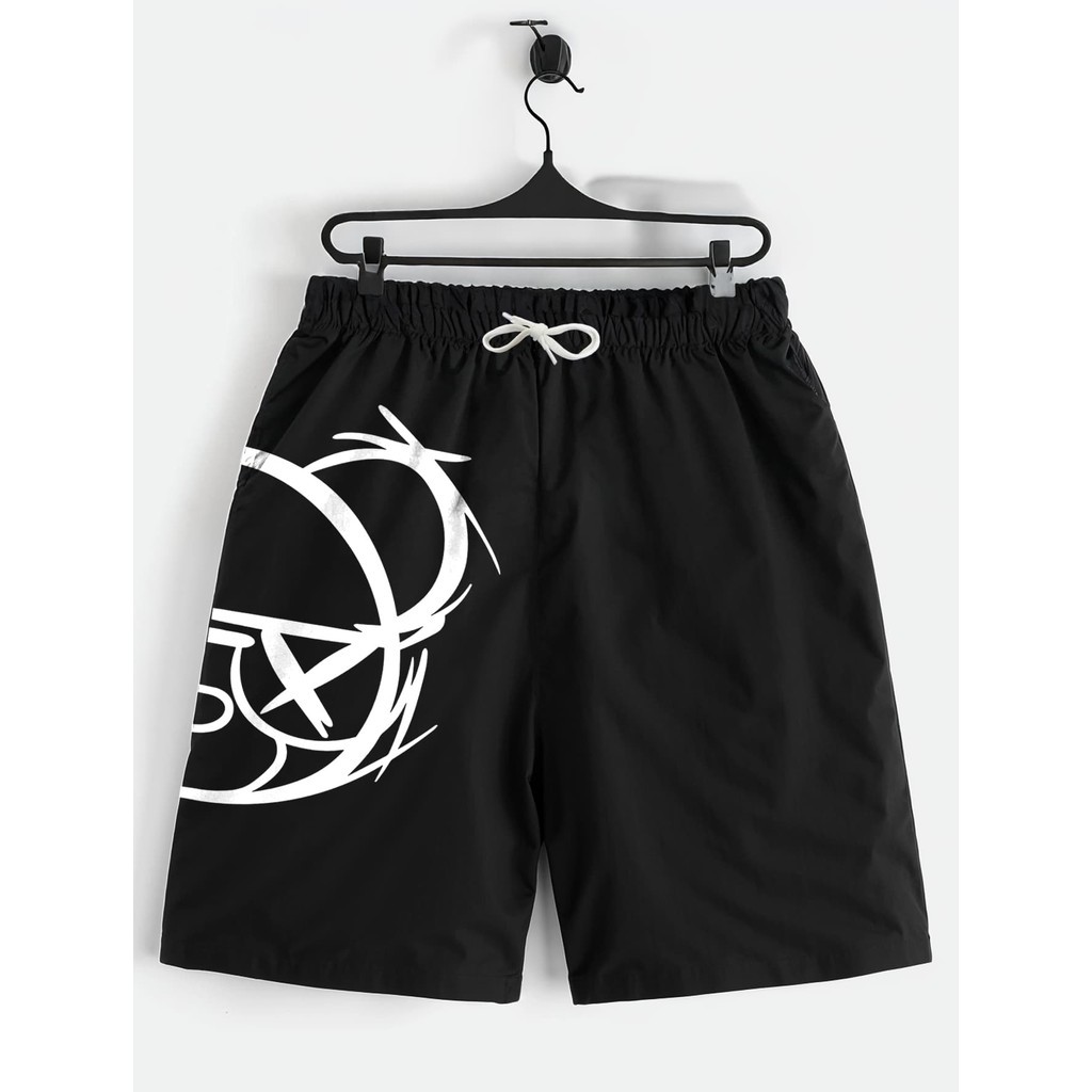 Shorts Preto Bermuda Calção Verão Urso Estiloso Estampado Infantil Juvenil