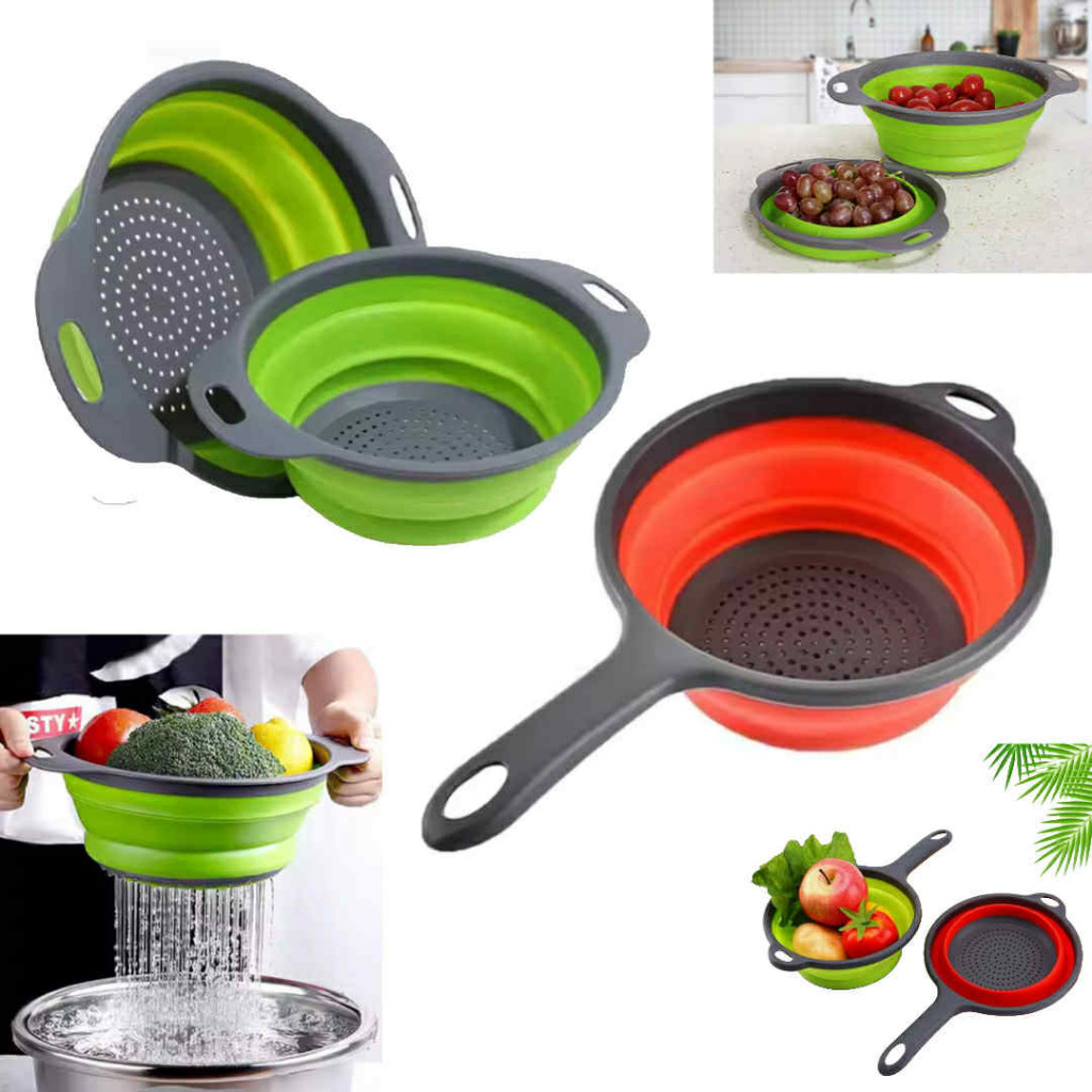 Escorredor Retrátil de Silicone Dobrável para Macarrão, Massas, Legumes e Verduras em Oferta na Shopee