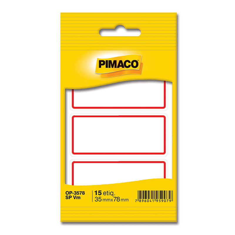 Etiqueta escolar sem pauta e tarja vermelha OP3578 com 15 unidades Pimaco em Oferta na Shopee