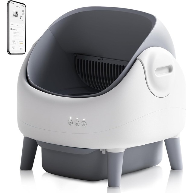 Newpet Caixa de Areia Autolimpante com Tampa Aberta Caixa de Areia Automática para Gatos para Vários Gatos com app
