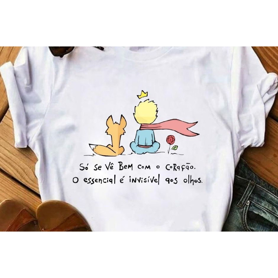 Camiseta 100% Algodão Básica Feminina Pequeno Príncipe Lançamento Envio Rápido