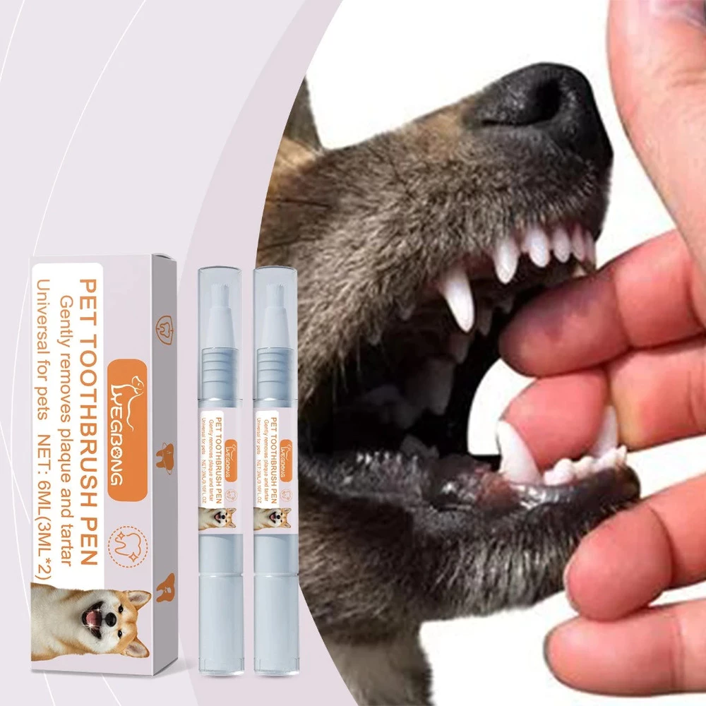 1/2 Escova Dental Para Pets Cachorro e Gato Uso Diário 2pcs