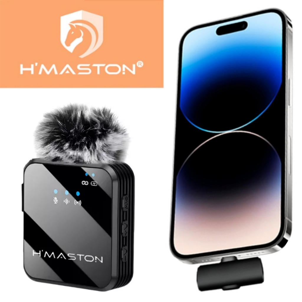 H'maston MK14 Microfone Lapela Para iPhone 15 Normal 15 Pro 15 Pro Max Com Espuma