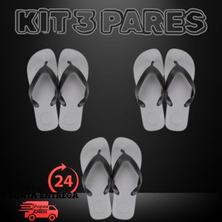 Kit 3 Pares Chineelo Ipanema Anatômica Cinza Preto 39/40 em Oferta na Shopee