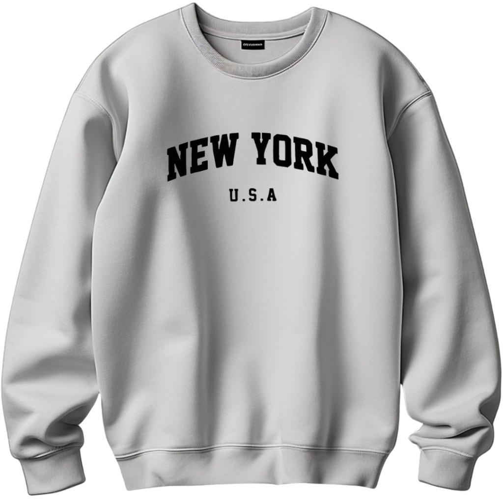 Moletom Blusa De Frio New York Gola Redonda Liso Unissex Blusa De Frio Sem Capuz Gola careca em Oferta na Shopee