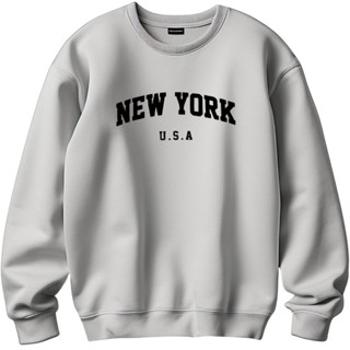 Moletom Blusa De Frio New York Gola Redonda Liso Unissex Blusa De Frio Sem Capuz Gola careca em Oferta na Shopee