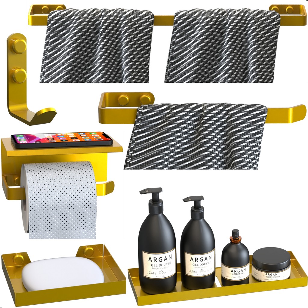 Kit Acessórios Para Banheiro 6 Peças Dourado SF MAX em Oferta na Shopee