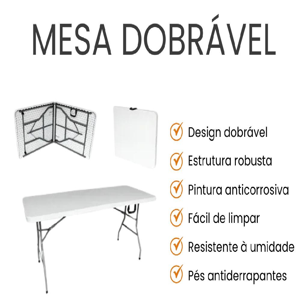 Mesa Dobrável Reforçada Maleta Portatil Camping Praia 1,80m · foto 2