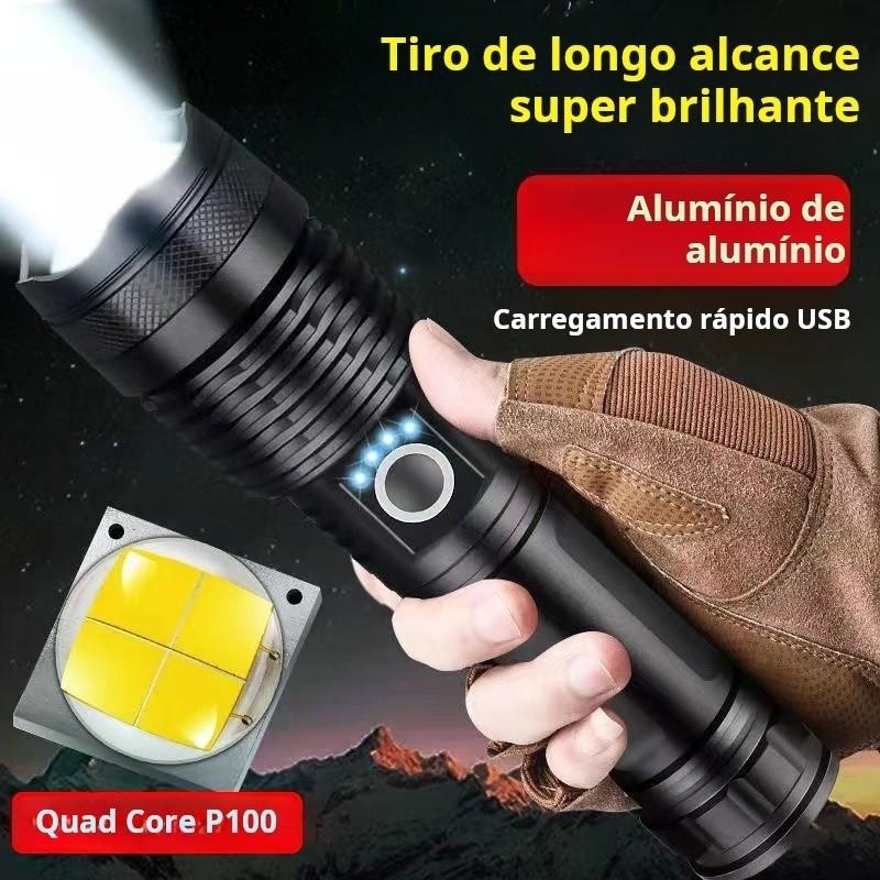 Lanterna Super Potente P50 Tática Mais Forte Do Mundo Potente Sitio Fazenda Acampamento Camping militar