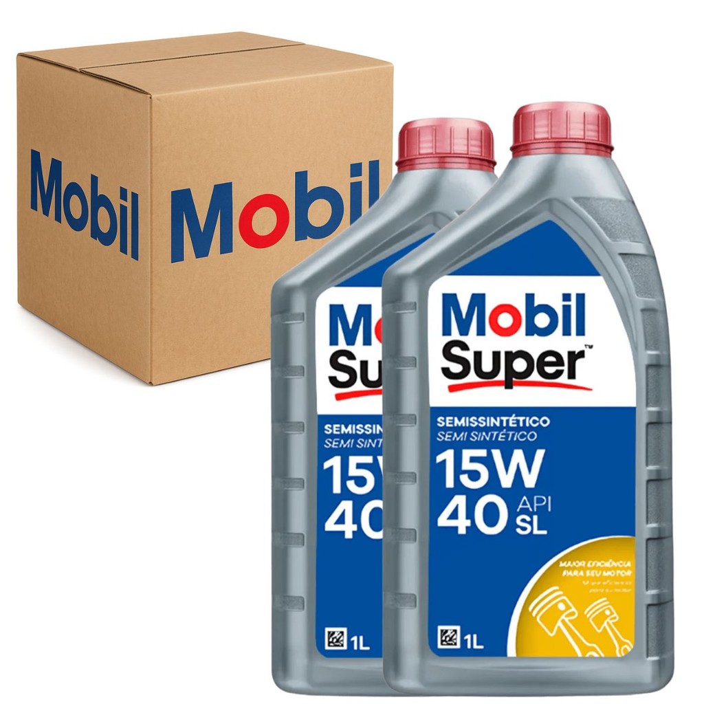 Kit 2 Oléo Motor Semissintético 15W40 Super 2000 API / SL Original Mobil em Oferta na Shopee
