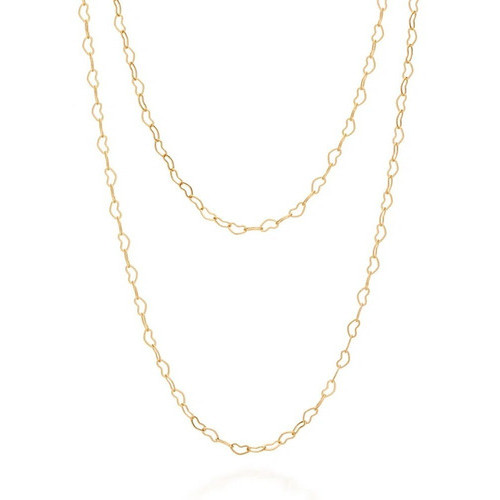 Colar Rommanel Feminina Dupla Coração Folheado Ouro 531131 Cor Dourado