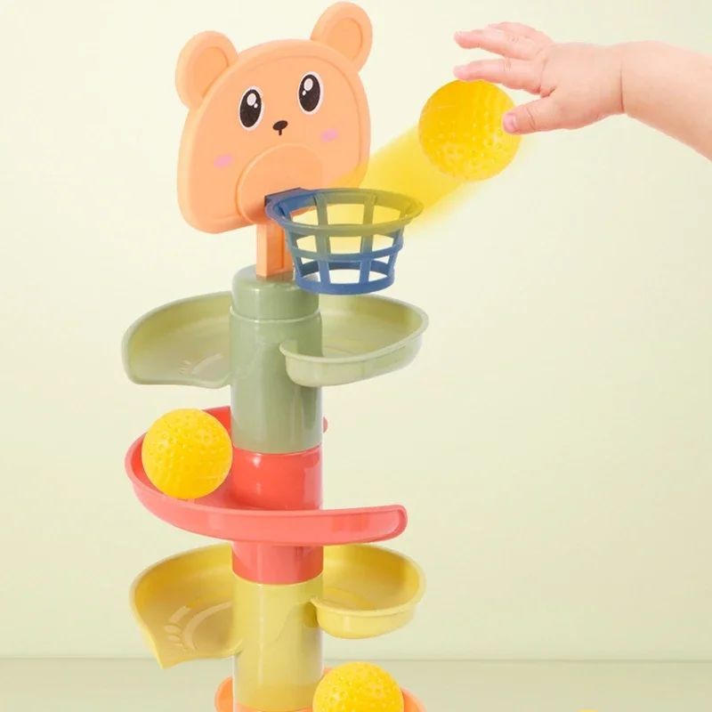 Brinquedo de Torre de Bolas Rotativa Montessori para Bebês - Brinquedos Interativos de Educação entre Pais e Filhos,