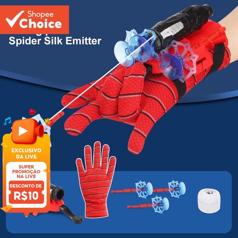 Luva Lançadora De Teia De Aranha , Brinquedo De Pulso Infantil Com Corda , Halloween