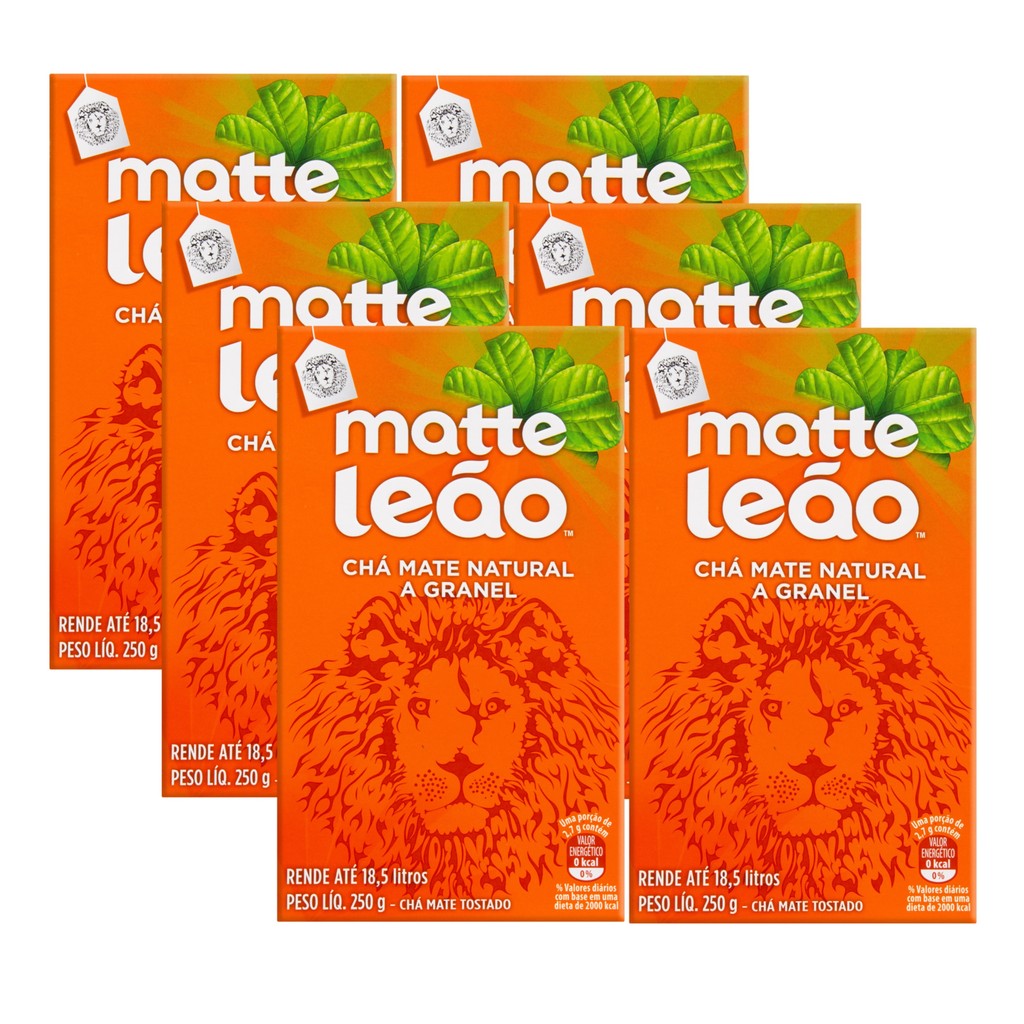 kit 6 Chá Matte Leão Mate Original A Granel 250g