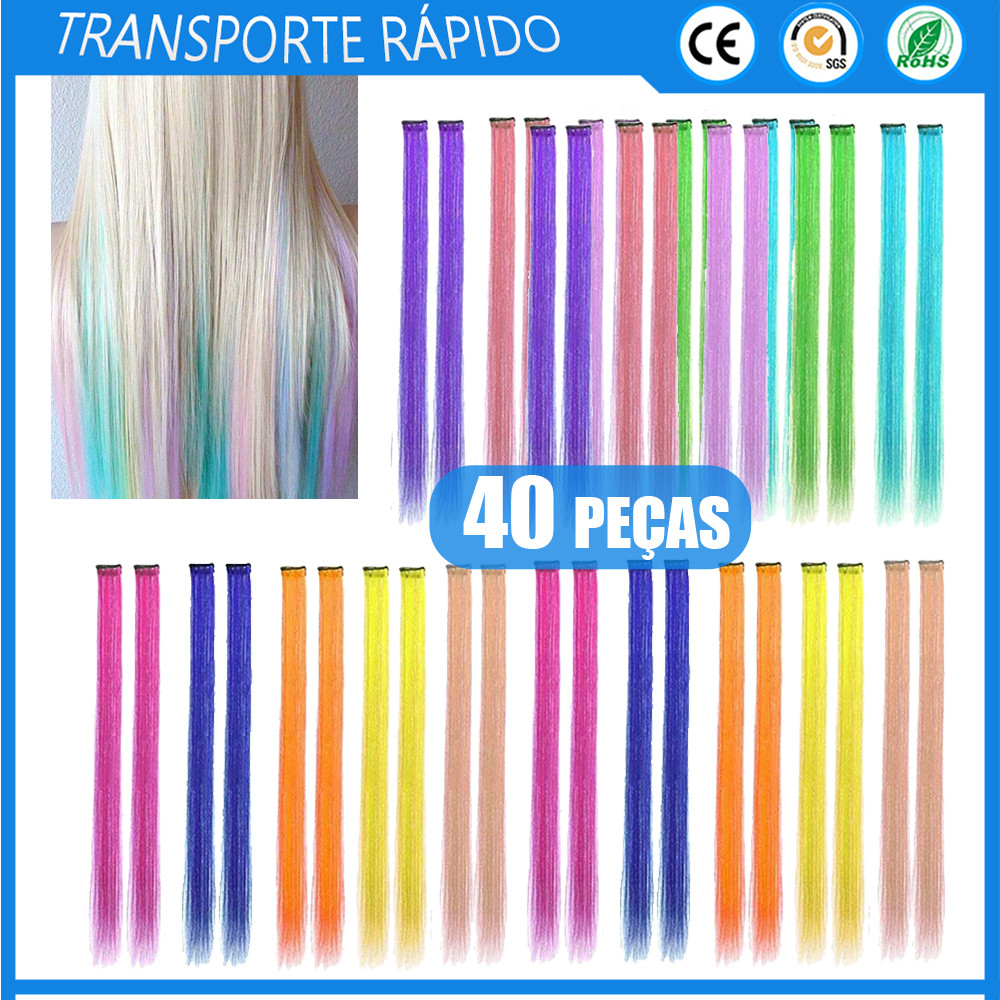 40x perucas coloridas Escolha tintura de cabelo liso Peças de extensão de cabelo Pacote de extensão de cabelo pendurado
