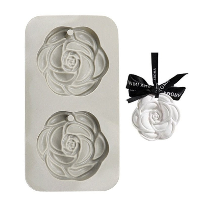 2 Cavidade Camélia Molde De Silicone Aromaterapia Gesso Cera Cola À Mão Cabide DIY em Oferta na Shopee