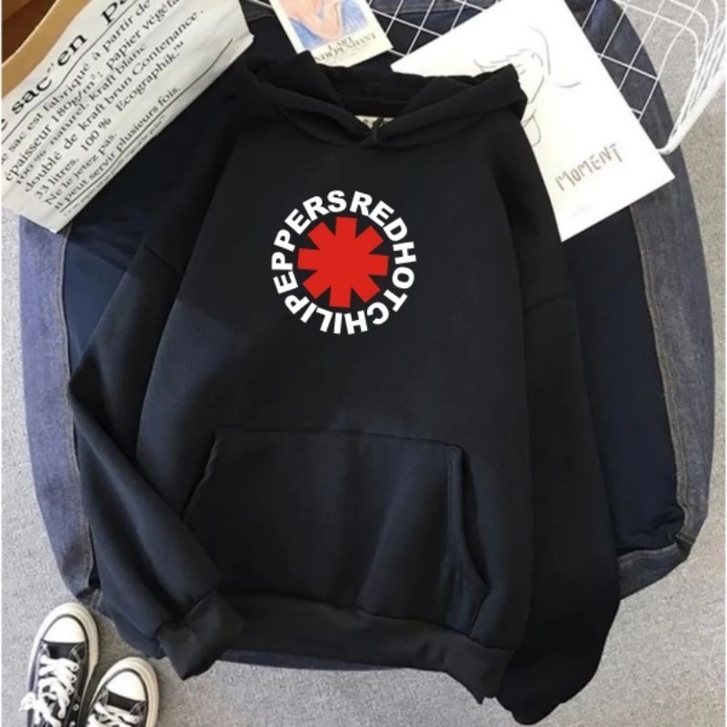 Casaco  Capota Moletom Blusa de Frio Unissex Banda Rock Red Hot Chili Peppers Canguru Com Capuz Flanelado Estiloso Top