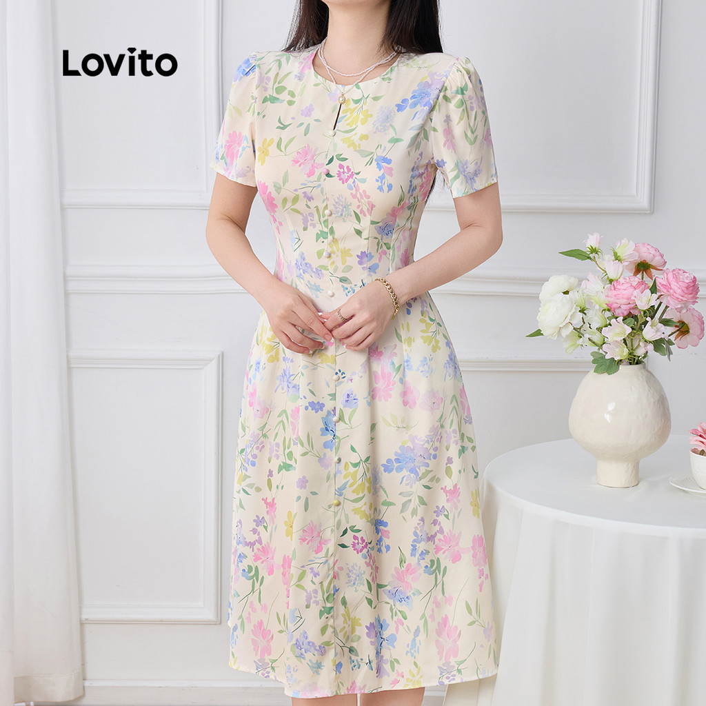 Detalhes do (New) Lovito Vestido Casual de Primavera/verão para Mulheres L143AD1750
