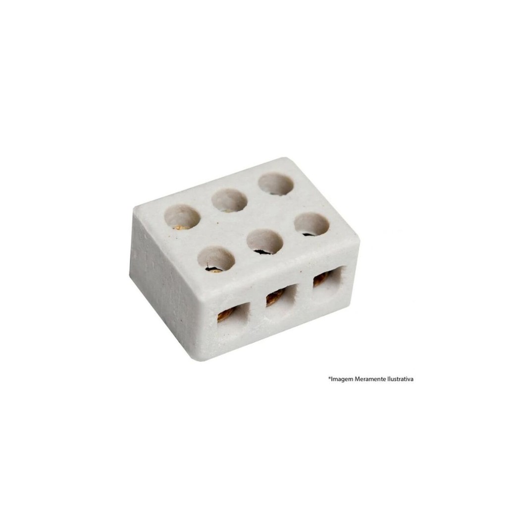 Conector de Porcelana Foxlux Tripolar 10mm 50Un | Conexão elétrica segura, resistência ao calor · foto 2