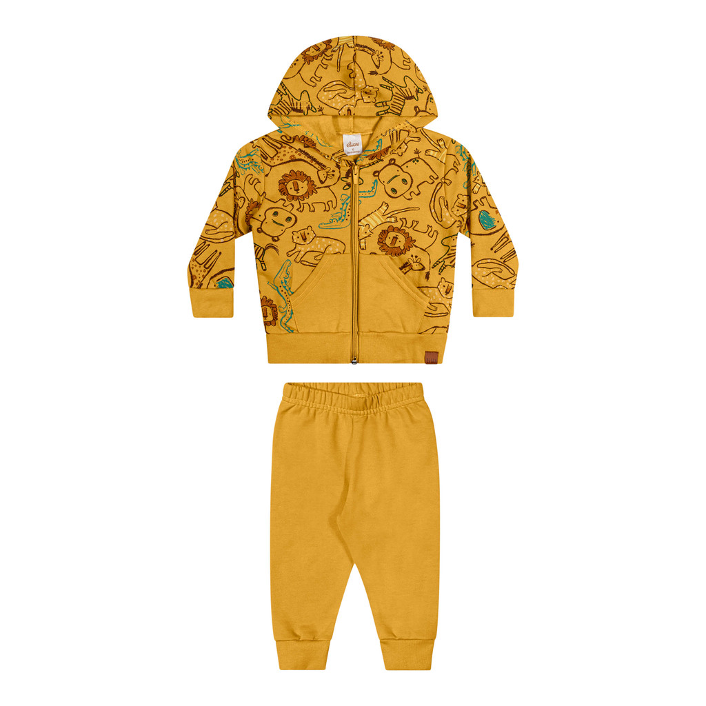 Conjunto Bebê Menino Jaqueta Animais Elian Amarelo - Baby & Kids Fashion
