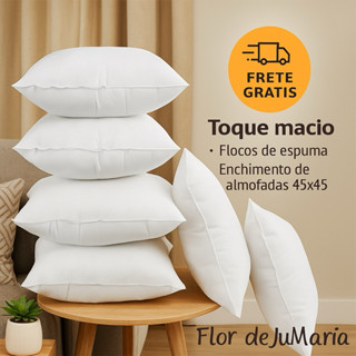 Kit Enchimento de Almofada 1 2 3 4 5 Unidades [Refil 45x45] Premium Toque Macio - ENVIO IMEDIATO em Oferta na Shopee
