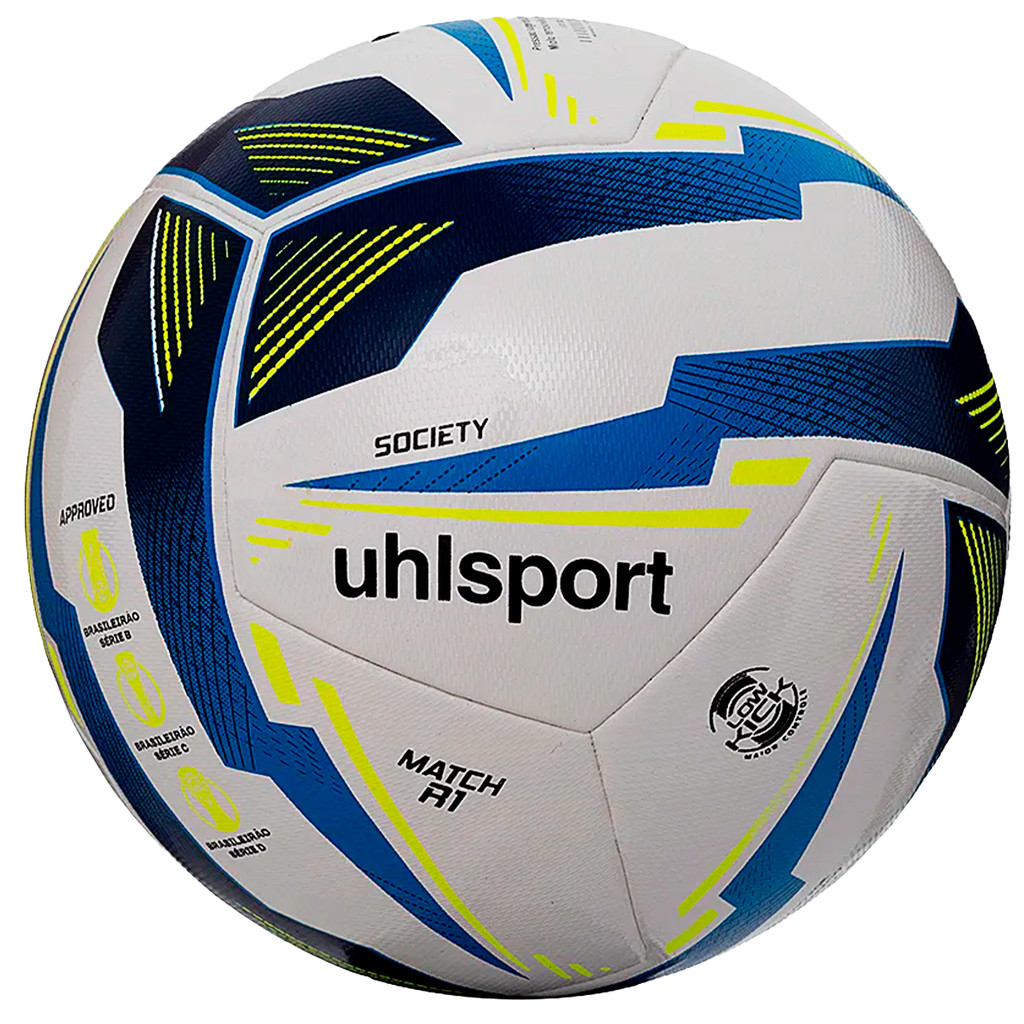 Bola de Futebol Uhlsport Match R1 Low Kick Society Azul/Amarela Brasileirão 2025 em Oferta na Shopee