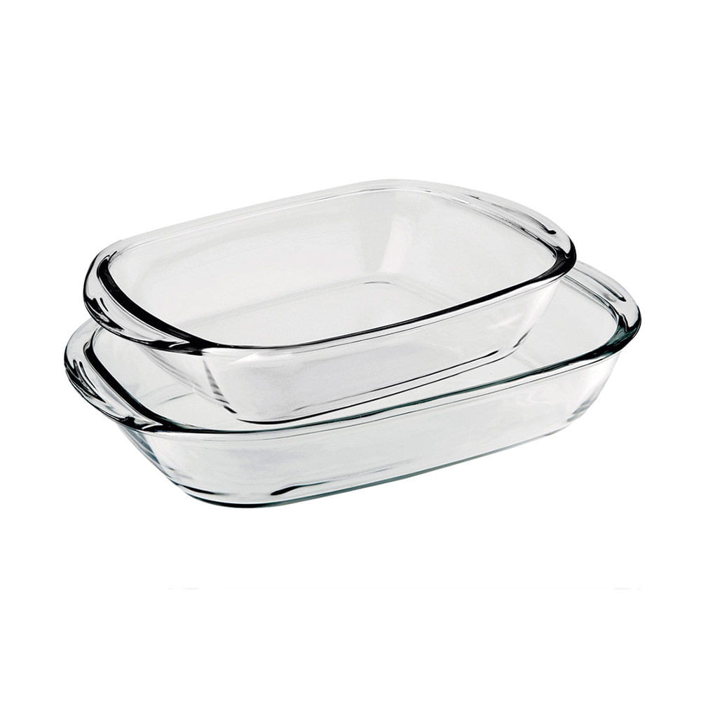 Conjunto de Assadeiras Retangular Nadir Sempre em Vidro 2 Peças - Home & Living