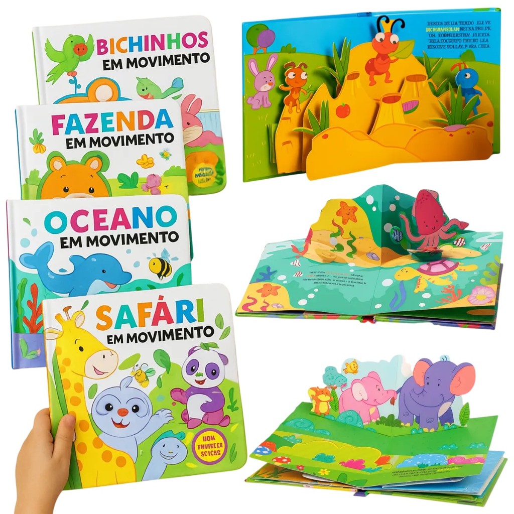 Kit Livros Infantis Historias Divertidas Com Desenhos 3d Livro Pop Up