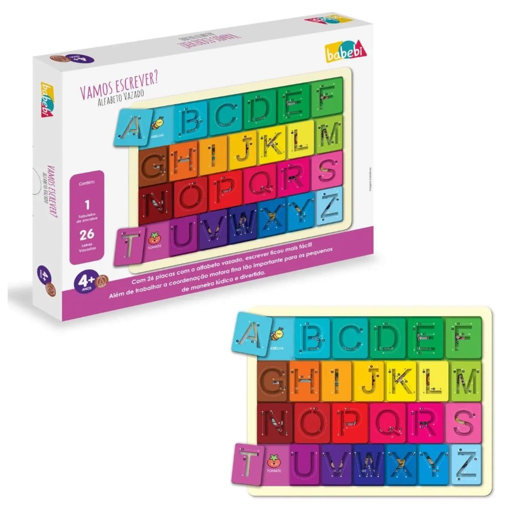 Brinquedo Infantil Vamos Escrever Alfabeto Vazado Babebi - 7021 em Oferta na Shopee