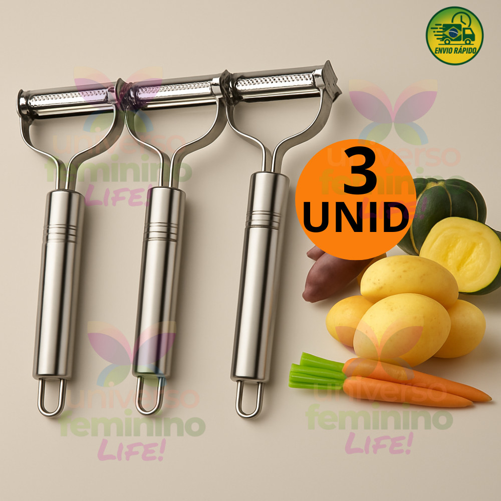 Descascador Ralador 18x5,5cm Legumes Frutas Multifuncional Inox Original Line Utensílio De Cozinha