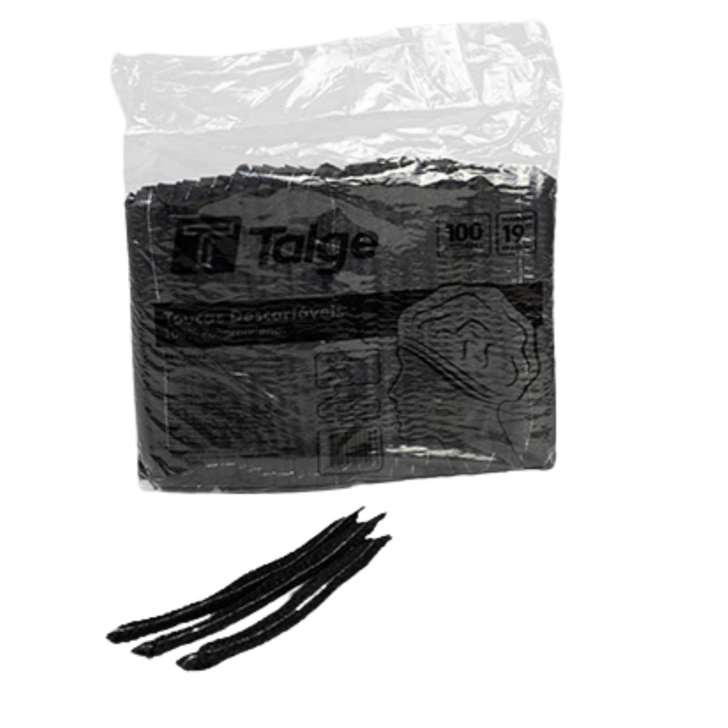 TOUCA DESCARTÁVEL TNT PRETA C/100 TALGE em Oferta na Shopee