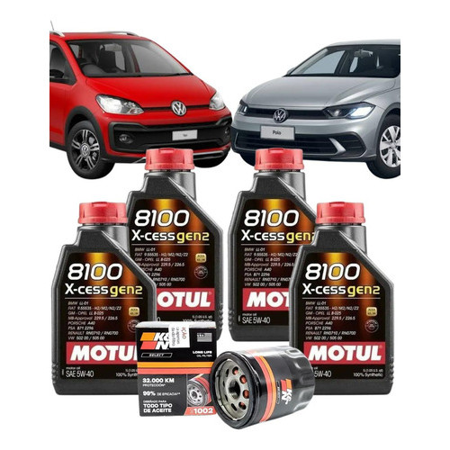 Kit Troca De Oleo Motul 8100 5w40 + Filtro K&n Vw Up Tsi