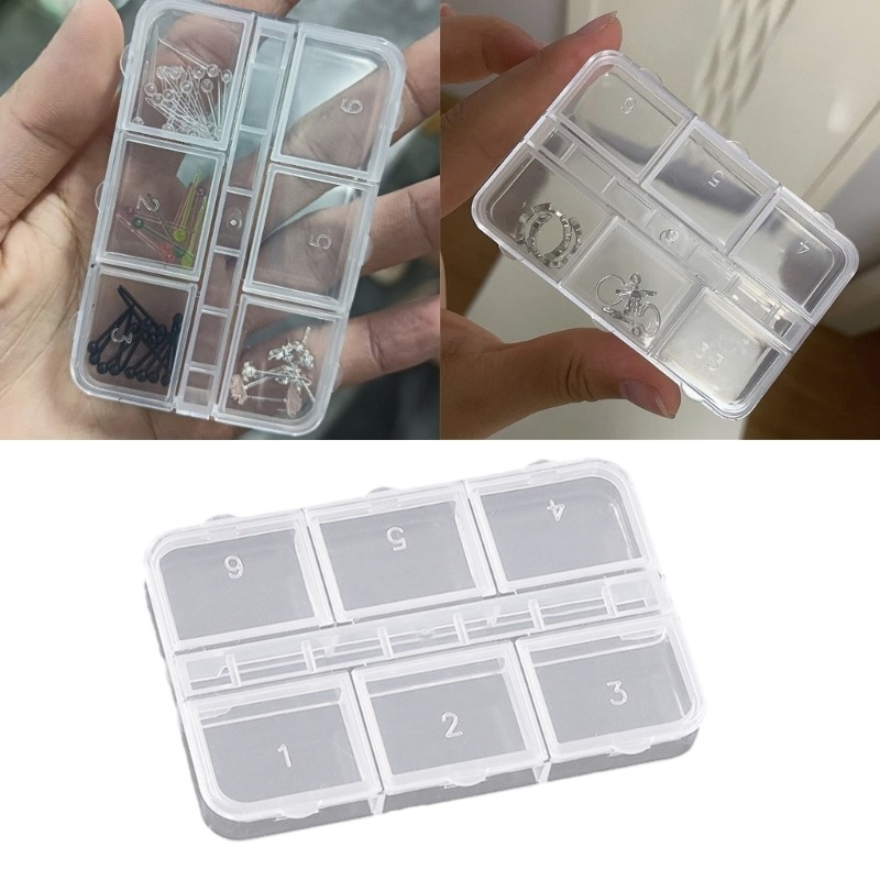 YYS Estojo De Armazenamento Transparente Multiuso 6 Compartimentos Para Acessórios De Arte Em Unhas Material De Escritór