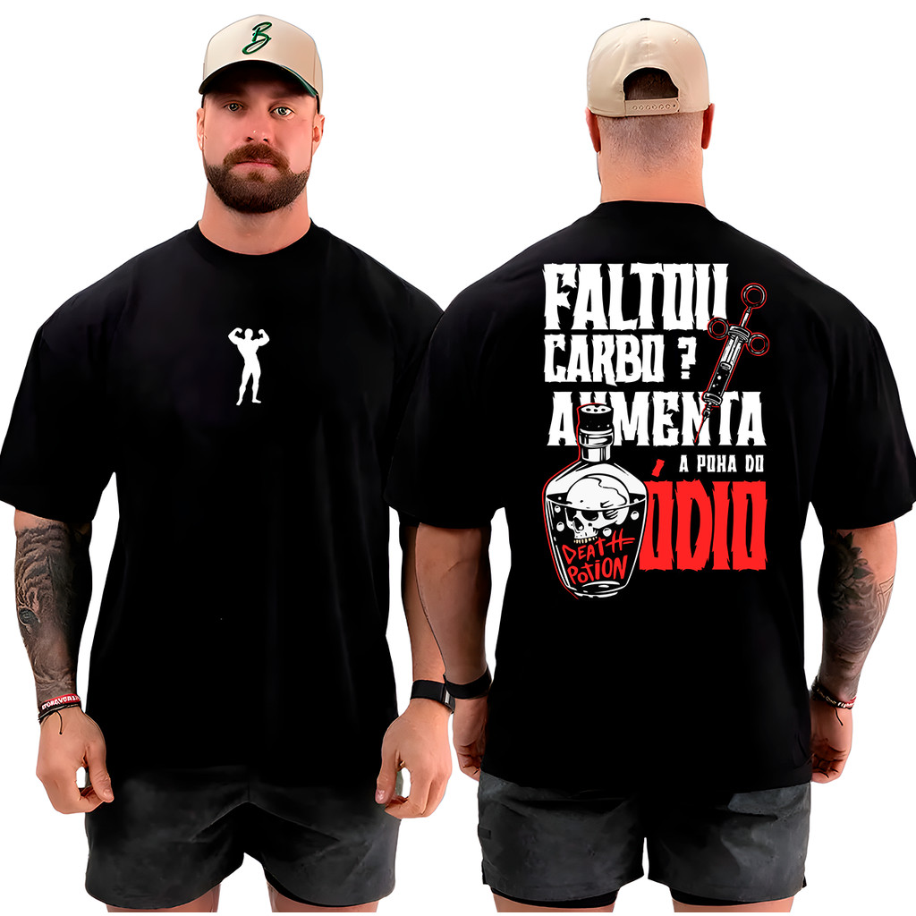 [Camiseta Premium em Algodão Puro]GXG Camiseta Camisa Oversized Top para Academia Musculação Faltou Carbo Streetwear