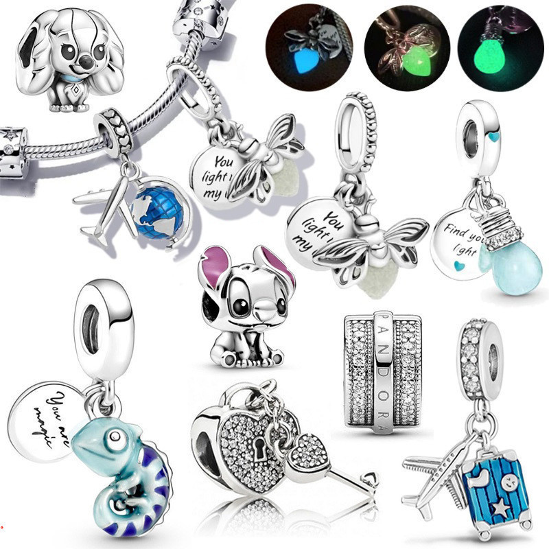 Berloque Encantos Prata 925 Trevo Mar Tartaruga Cereja Acessórios Pulseira Contas Amantes Diamante Incrustado