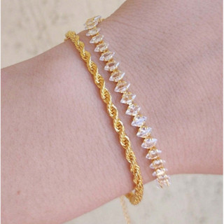 Kit 2 Pulseiras de Luxo para Mulheres: Pulseira de Corrente com Cabo + Pulseira de Zircônia