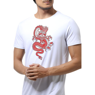 Camisa Premium 30.1 Camiseta Masculina Feminina Dragão Chinês Vermelho Poliéster Camisa Dry Fit Confort Envio Imediato