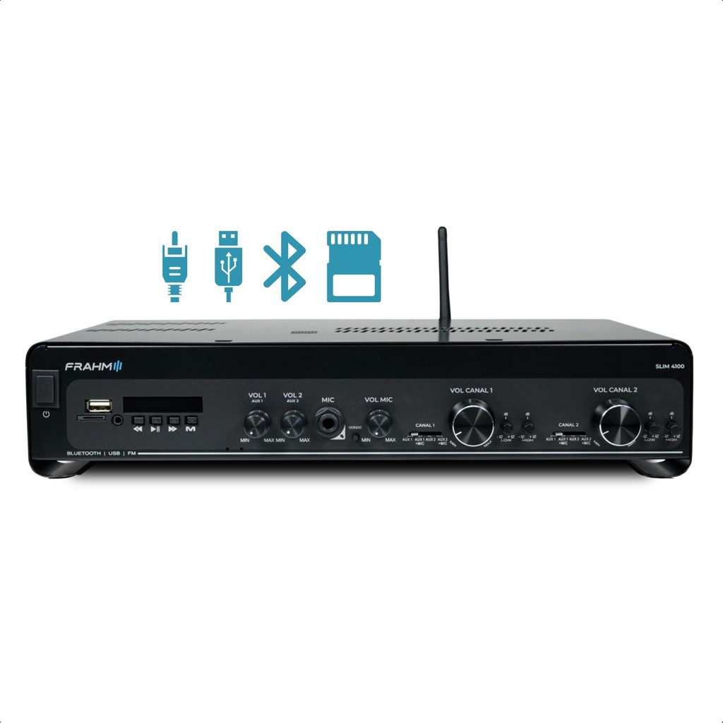 Som Ambiente Amplificador Slim 4100 Optical G5 300W RMS (2x150W) 2 Ohms RCA Bluetooth Frahm - 32114