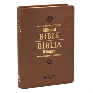 Bíblia Sagrada Bilíngue Português/Inglês NAA - Marrom em Oferta na Shopee
