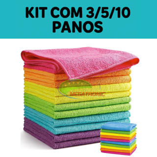 Kit 10 Panos De Limpeza Microfibra alta absorção Multiuso 30x30cm em Oferta na Shopee