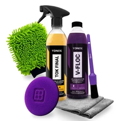 Kit Lavagem Vonixx Shampoo V-Floc + Cera Tok Final + 2 Toalhas Microfibra + Aplicador Espuma + Luva Microfibra + Pincel