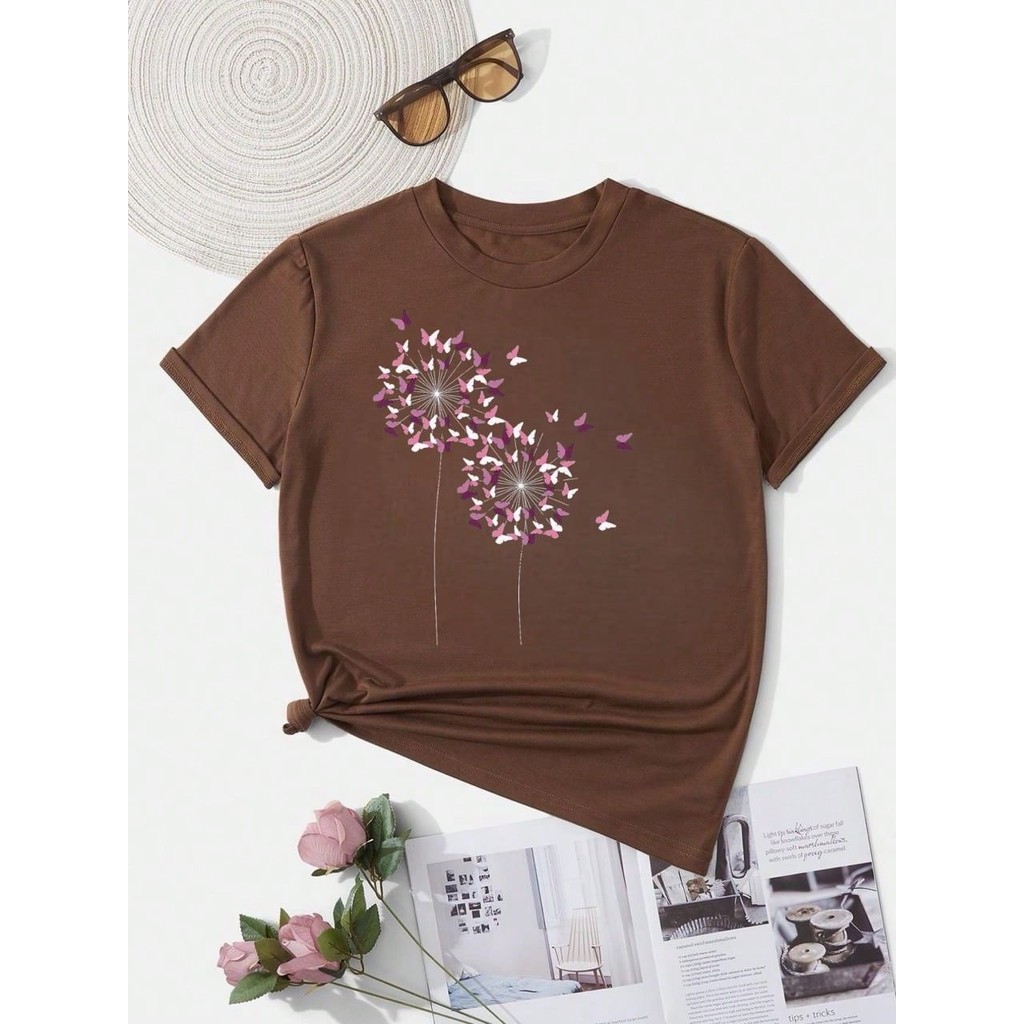 Camisetas Lindas T-shirts Estampadas Femininas Blusas Flores em Oferta na Shopee