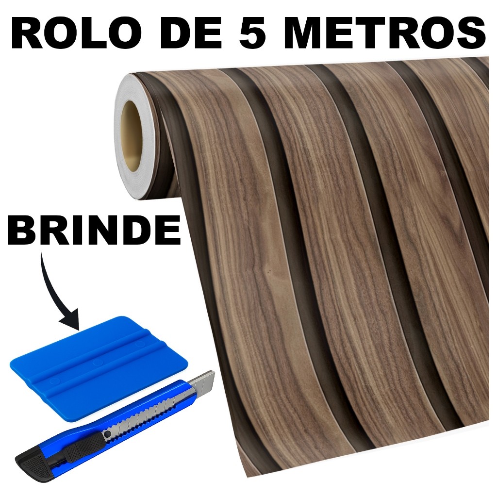 Papel de Parede Adesivo Auto Colante Ripas Madeira Cacau Ripado 5 Metros Lavável 3D Sala Achadinho !