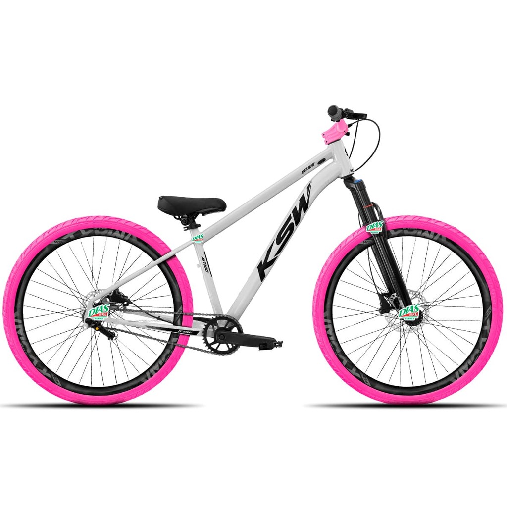 Bicicleta KSW Grau 26 Vmaxx Single Freio Mecânico Pneus Flame Várias Cores