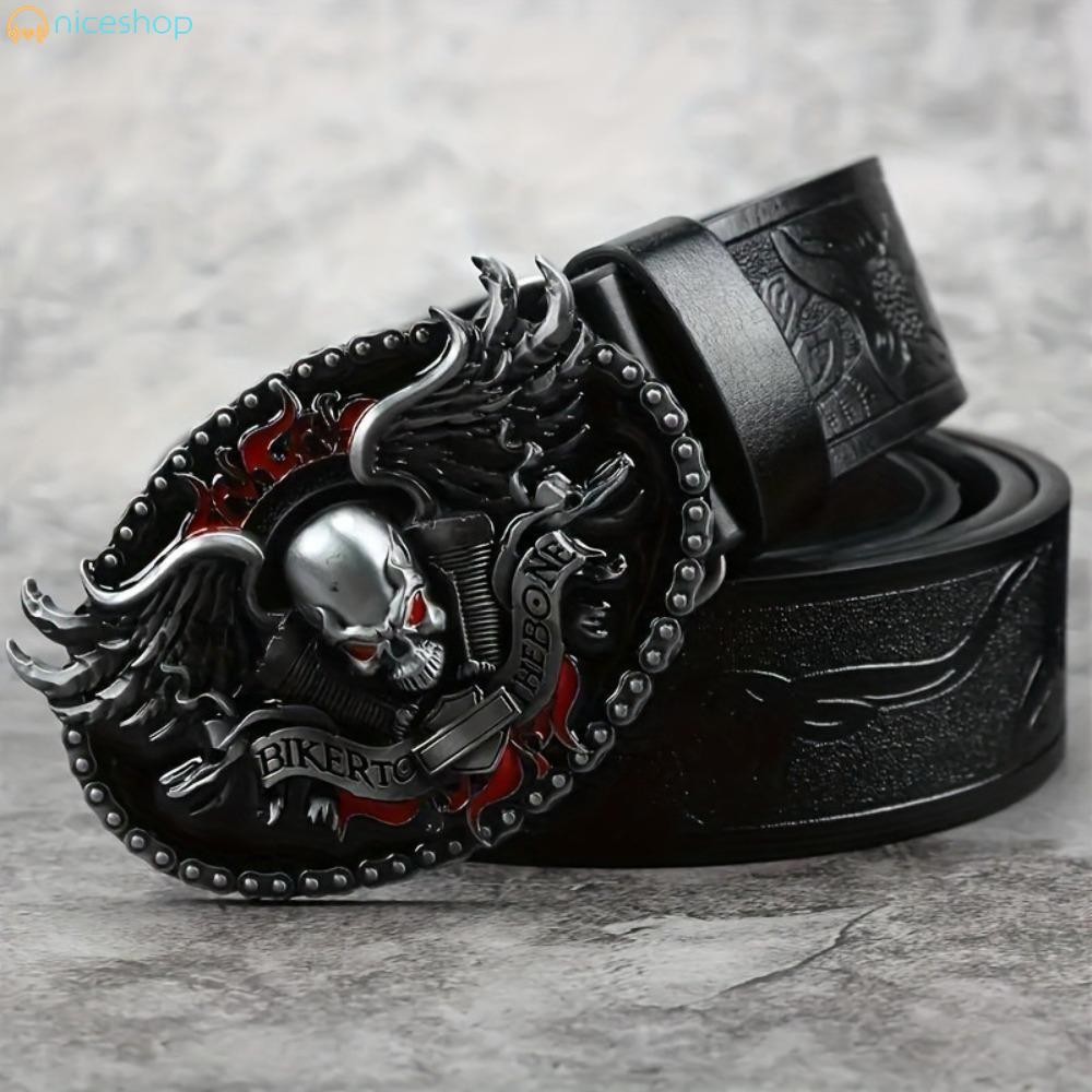 Cinto Punk Retrô Em Relevo Couro PU Cintura Gótica Moderna Fivela De Caveira Y2k Unissex em Oferta na Shopee