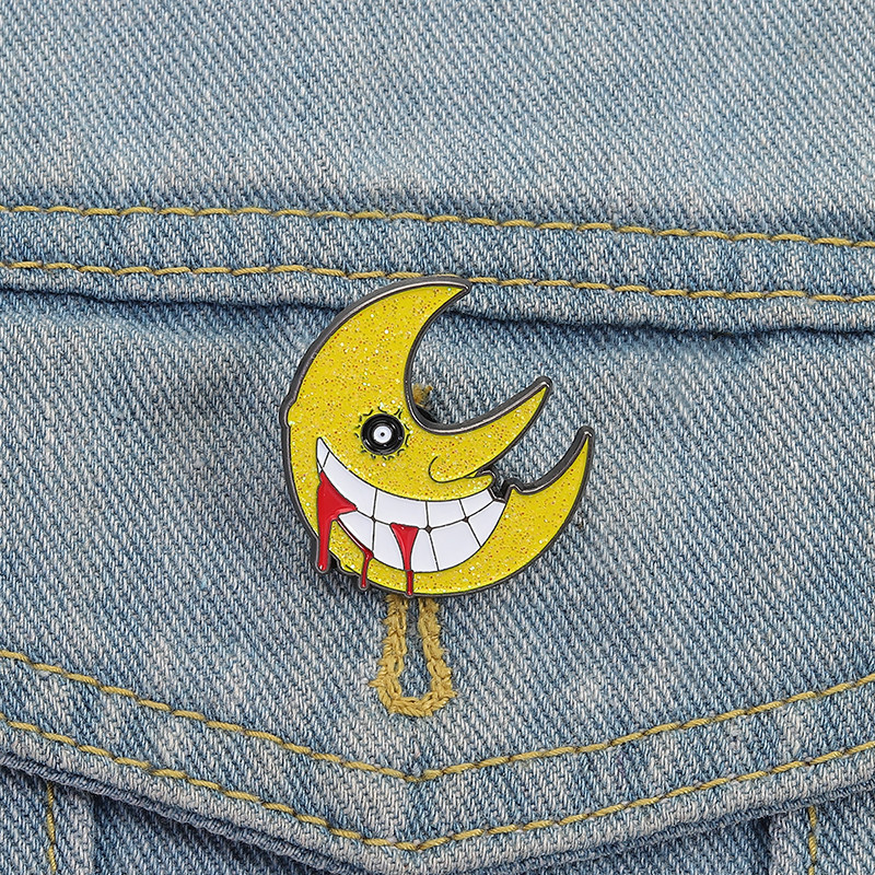 Detalhes do Soul Eater-Horror Moon Broche Pinos Magia Manga Lua Emblemas De Metal Acessórios Coleção De Presentes
