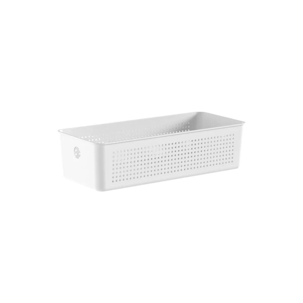 Cesto organizador retangular Martiplast OU Flow 34x15cm para armários e prateleiras branco