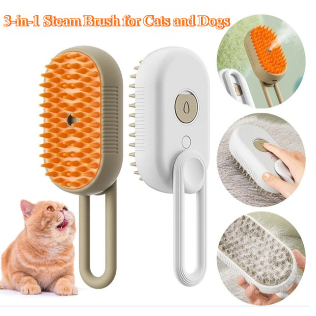 Escovas A Vapor Elétrica 3 em 1 para Gatos e Cães Limpeza Massagem Remoção de Pelos Pente Pet