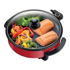 Panela Elétrica Mondial Multifuncional com Grill Redonda Multicook Red 1200W 127V - PE-28